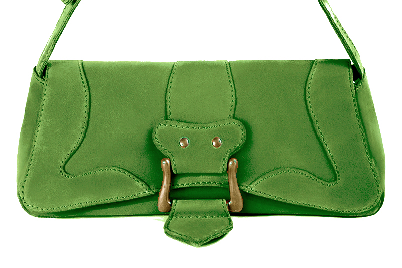Dress small handbag in grass green leather - Profile view